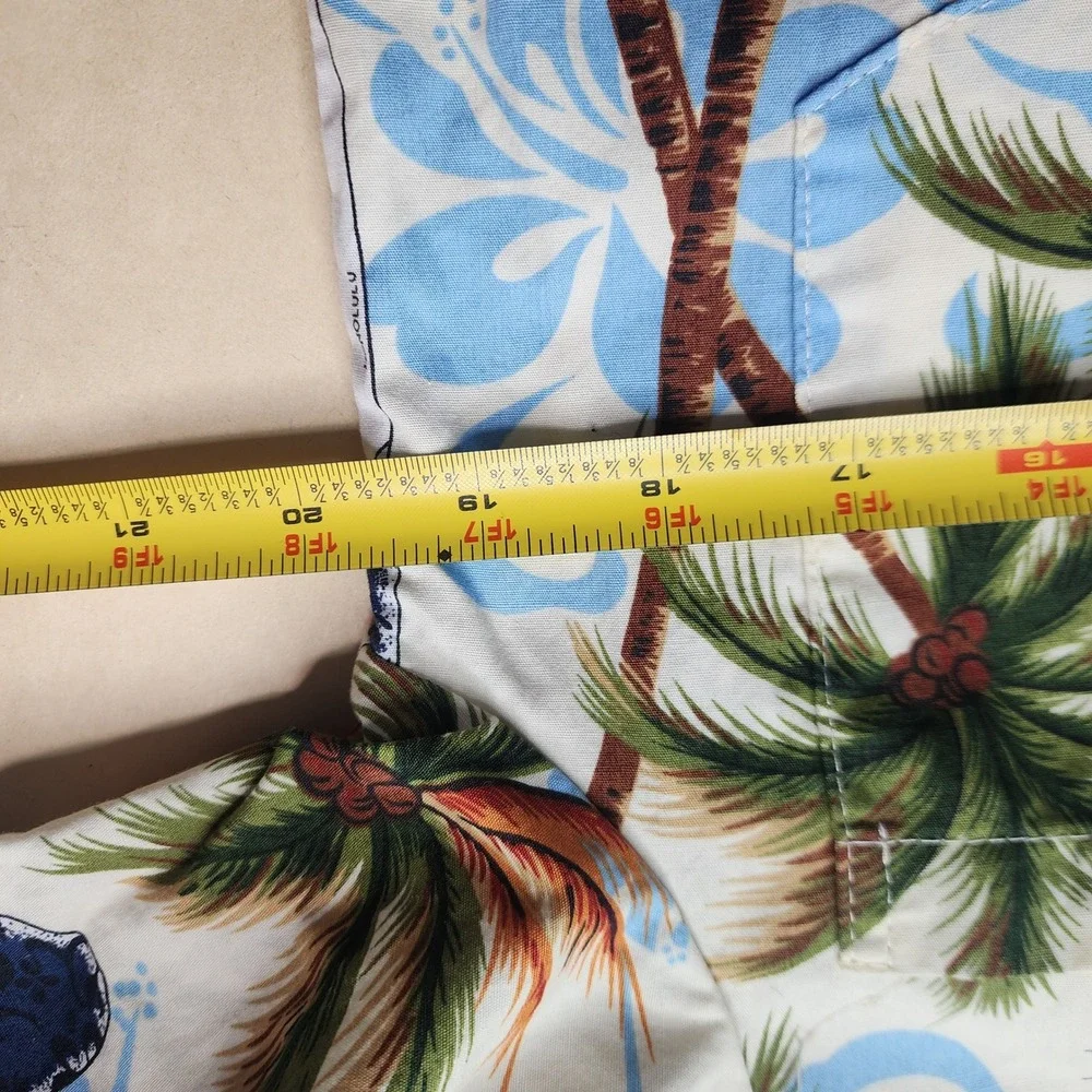 Aloha Republic Mens Small Hawaiian Shirt‎ Surfboard Palm Tree Cotton Made in USA